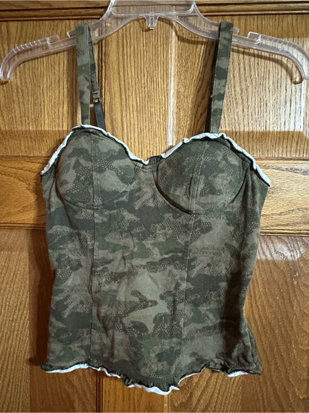 Mudd Olive Camo Bustier Tank Top with White Trim